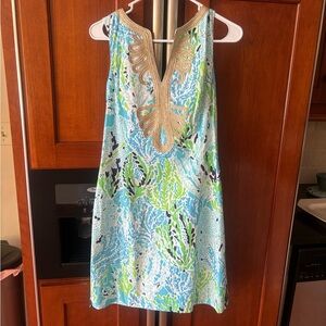 Lilly Pulitzer Vibrant Blue and Shimmering Gold Dress